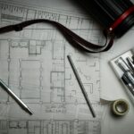 Déclaration PEB en Wallonie : plans d'architecte et outils de dessin pour un projet de construction